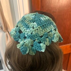 Crochet cotton different shades of green lacey bandana 🧶